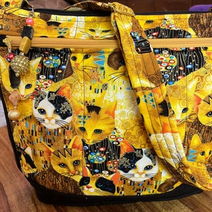 Golden Cats Fabric Crossbody or Shoulder Adjustable Strap Purse 100%  handmade