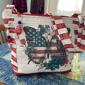 Porte-monnaie en tissu drapeau américain avec bandoulière ou bandoulière réglable 100 % fait main