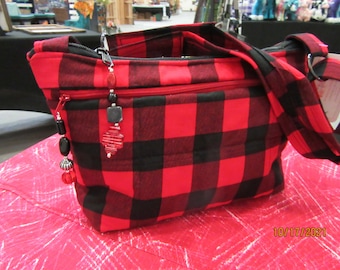 Wonderful Buffalo Check Crossbody or Shoulder Adjustable Strap Fabric Purse 100% handmade