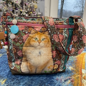 Magnifique Lesley Anne chat ivoire bandoulière ou bandoulière réglable en tissu sac à main 100 % fait main