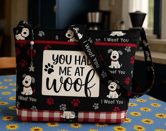 NEW STYLE Taschen- und Schlüsselanhänger DogI Woof Sie Kleine Crossbody oder Schulter Verstellbare Riemen Stoff Geldbörse 100% handgefertigt