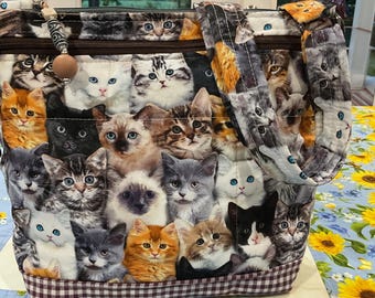 Wonderful Kittens Crossbody or Shoulder Adjustable Strap Fabric Purse 100% handmade