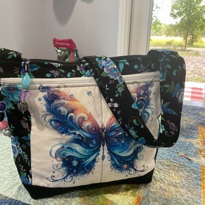 Magnifique sac à main papillon turquoise à bandoulière réglable 100 % fait main