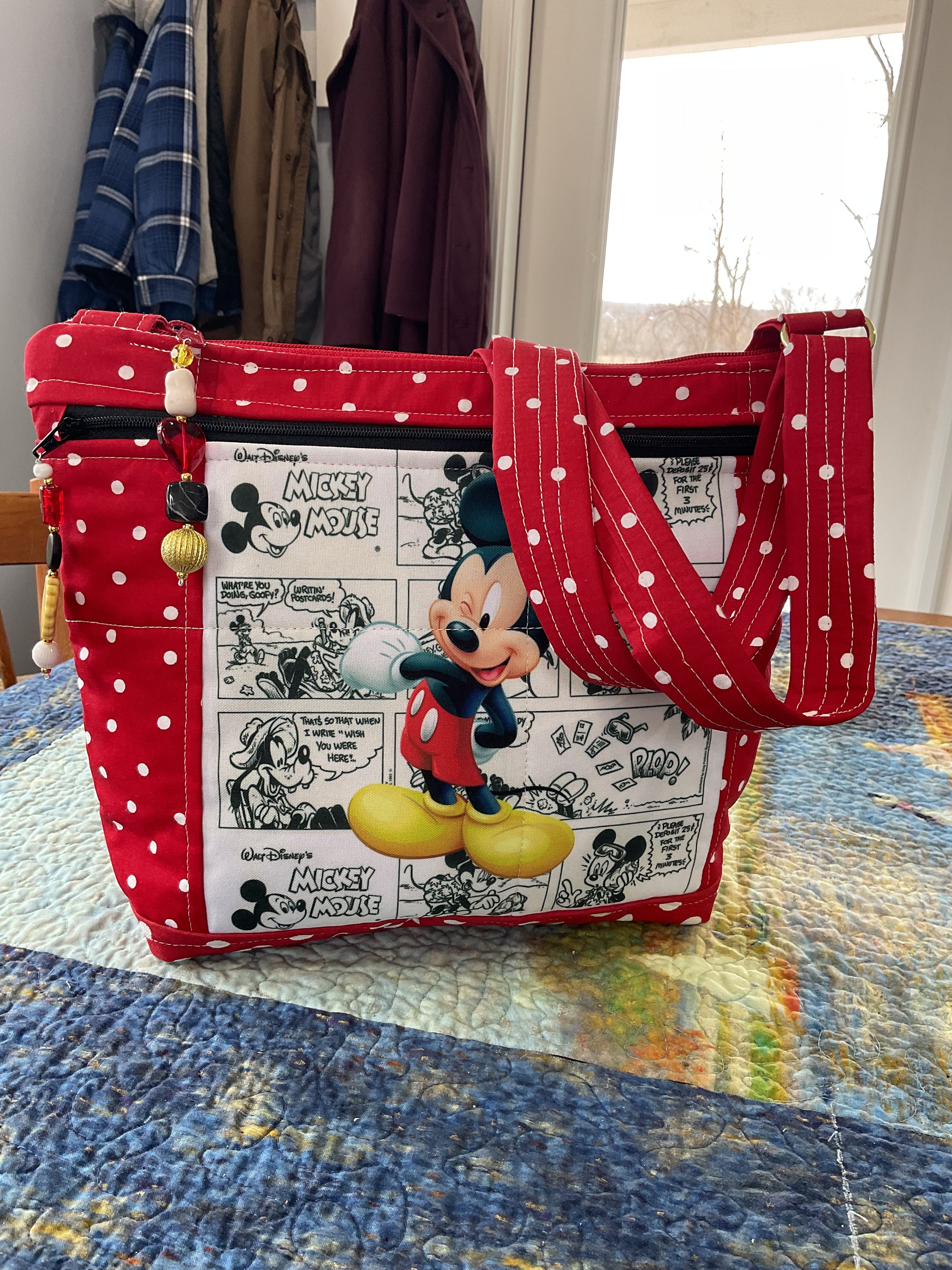 Mickey Mouse krantenpapier schoudertas met verstelbare schouderband stoffen tas 100 handgemaakt Etsy Belgie