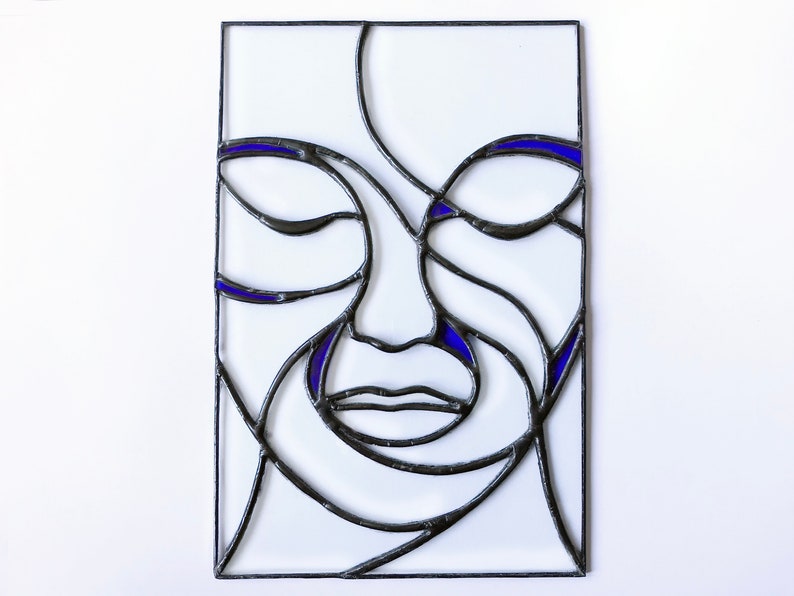 Stained Glass Face Abstract Female Minimalist Woman's Etsy