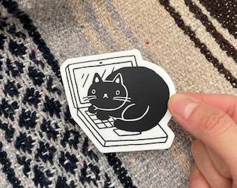 Laptop Cat - Chonky Cat Loaf - Vinyl Sticker