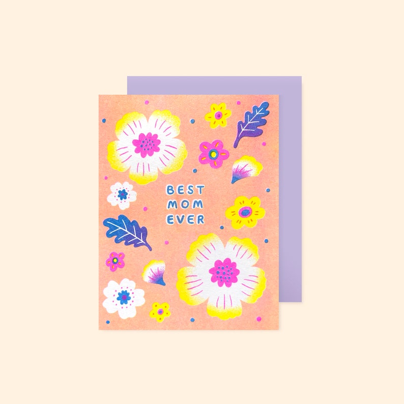 Best Mom Ever Mother's Day Risograph Greeting Card image 1