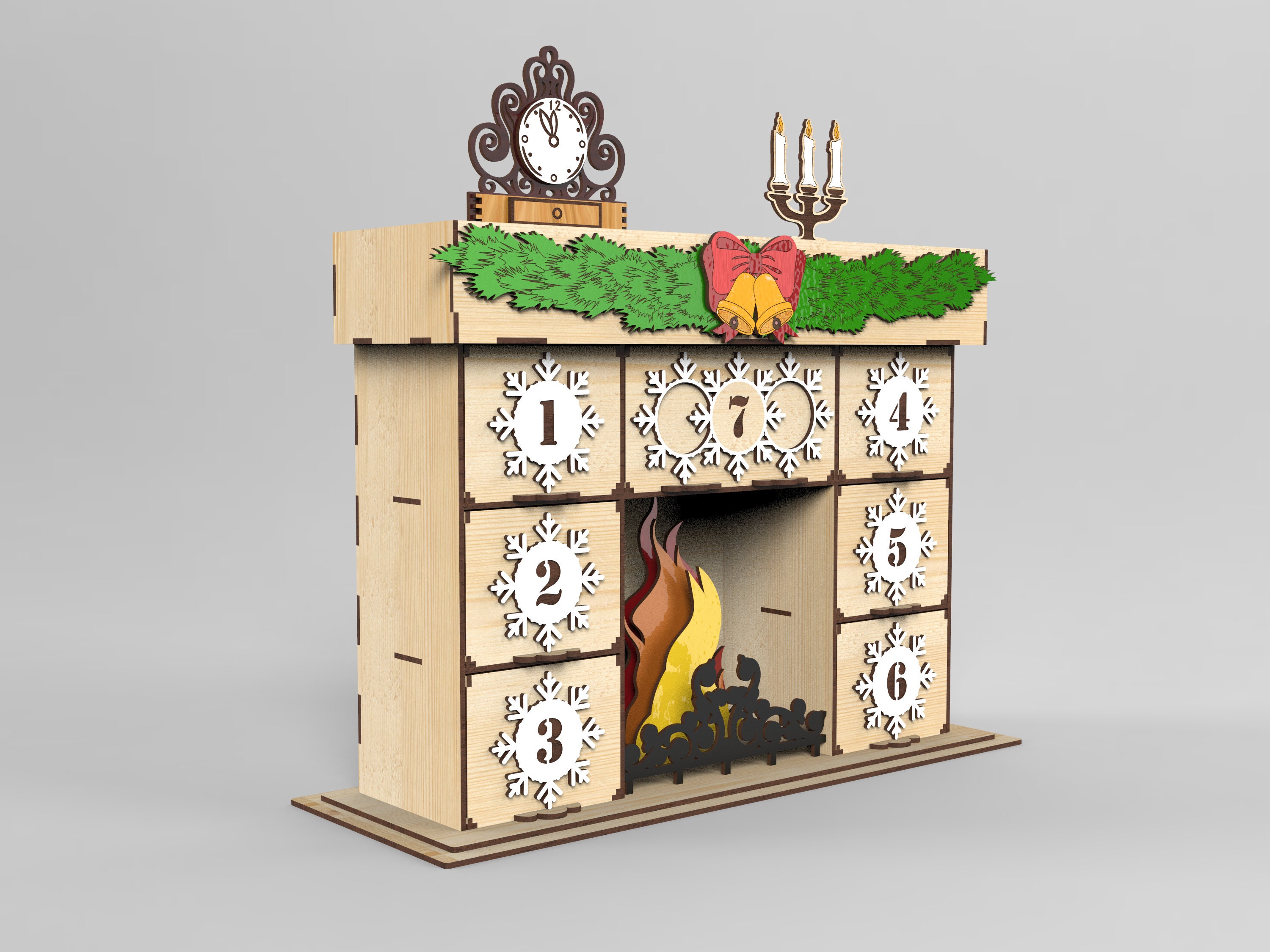 Laser files Advent calendar Fireplace. DXF files for laser. Etsy