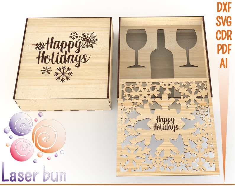 Download Laser Wine Box Holder Cut Files Laser Project Dxf Cut Files Vector Cnc Files For Laser Cutting Wood Craft Supplies Tools Woodworking Carpentry Christinegz Com