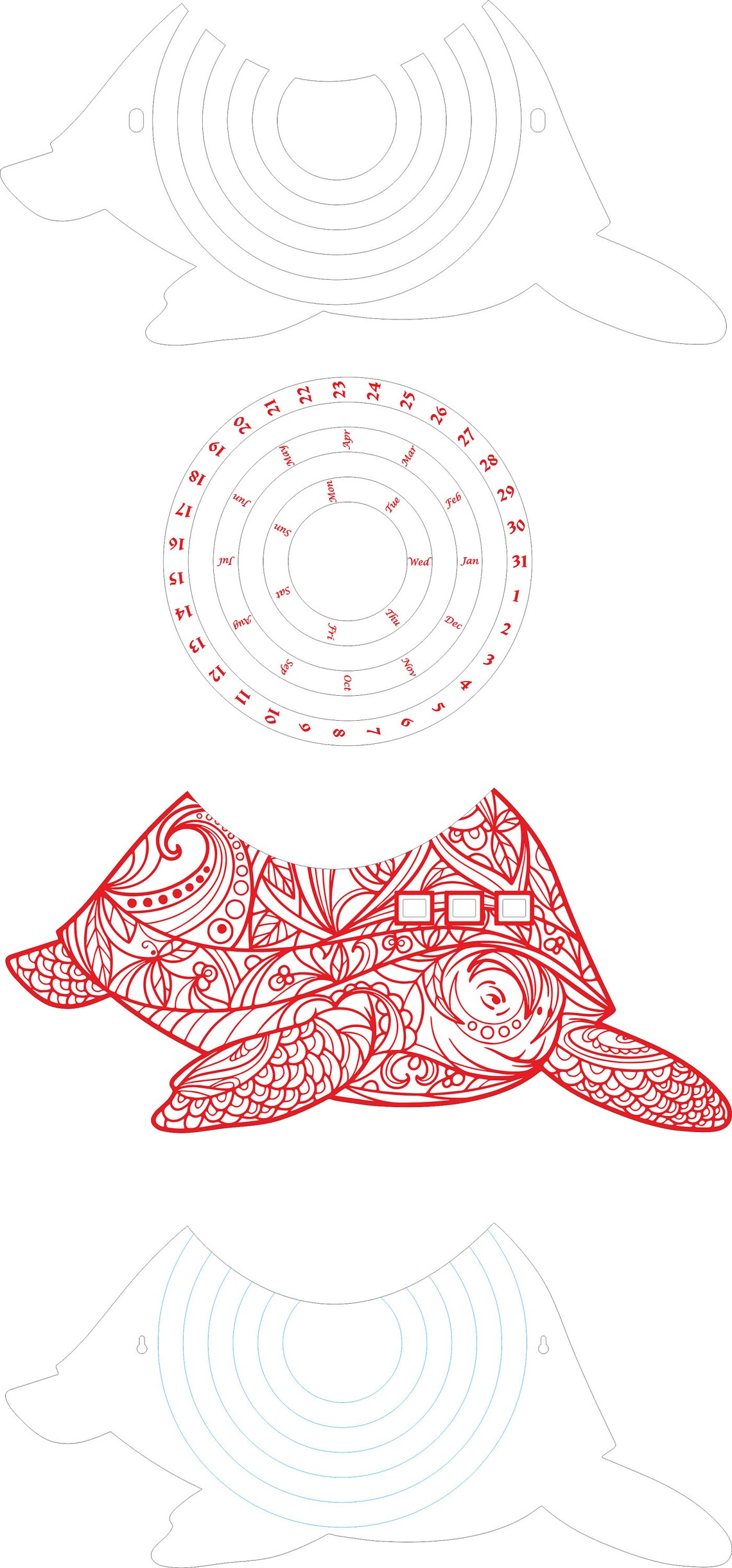 Ewiger Wand runder Kalender Laser geschnitten und graviert | Etsy