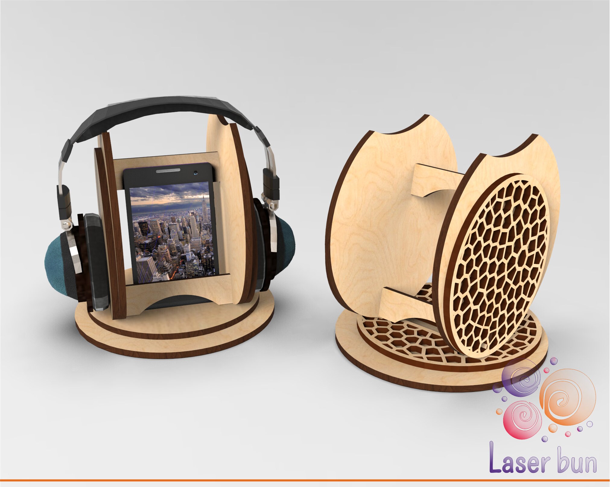 Laser cut Wood Gaming Headphone Smartphone Holder Stand Etsy