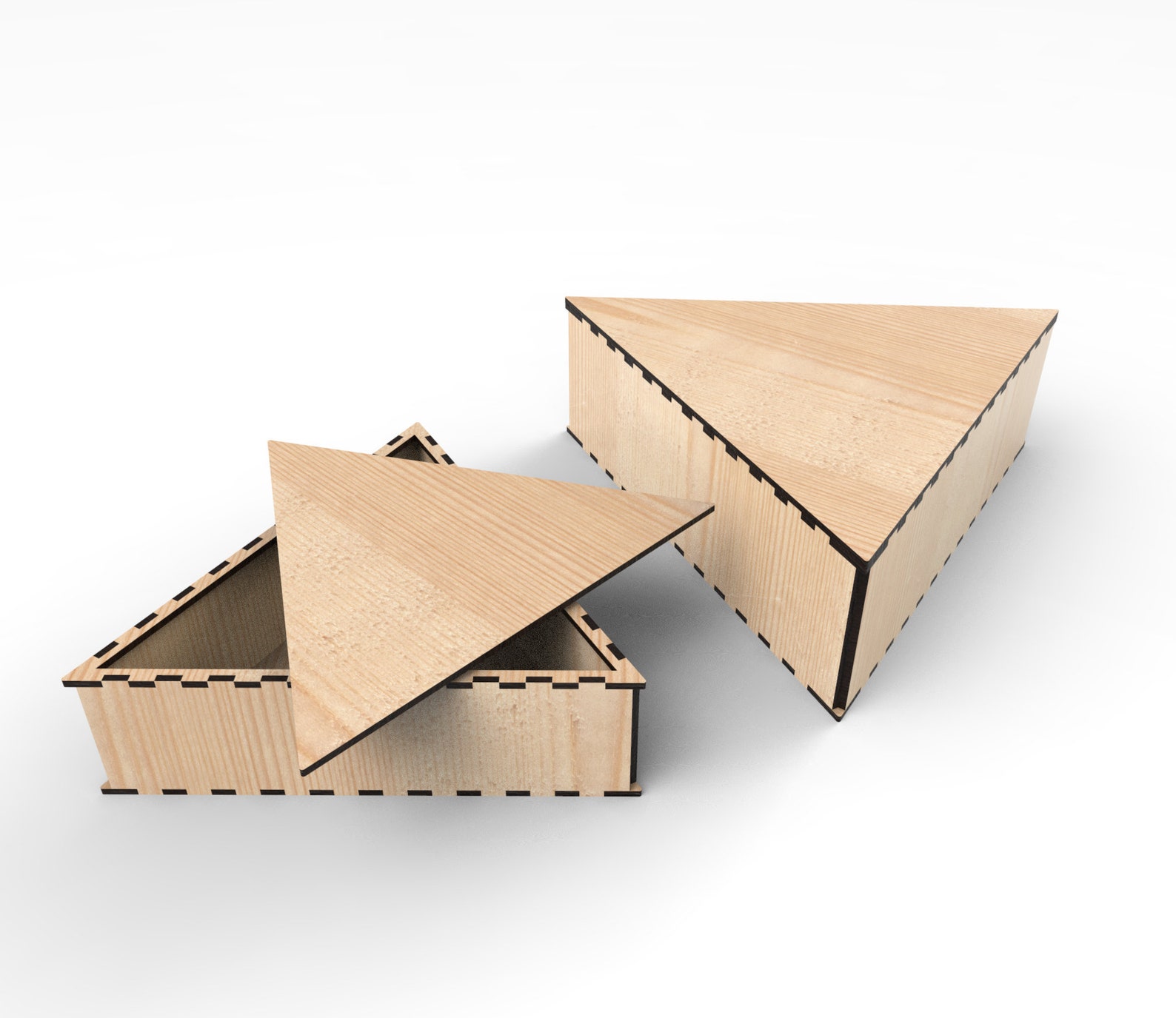 Lasercut file Triangle wooden Box. Vector DXF files for laser Etsy