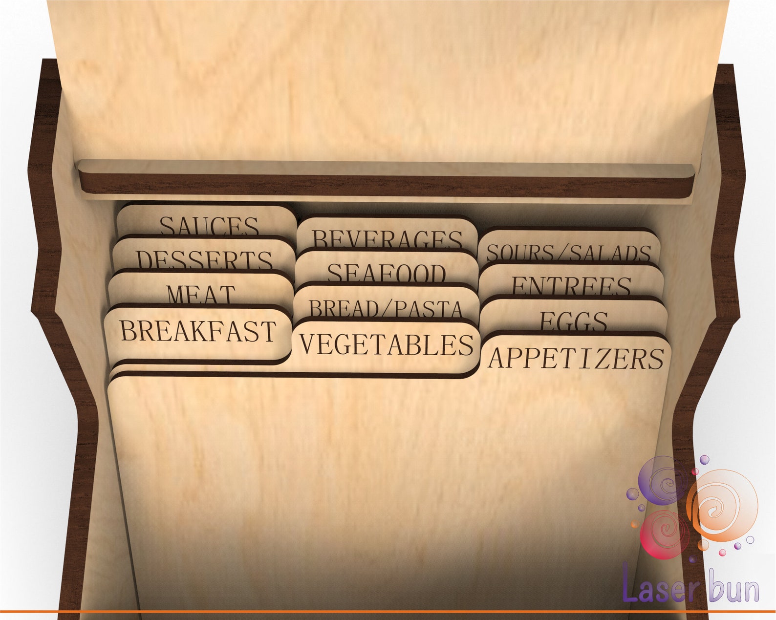 Lasercut file recipe box 4x6 cards dividers. Vector DXF CNC Etsy