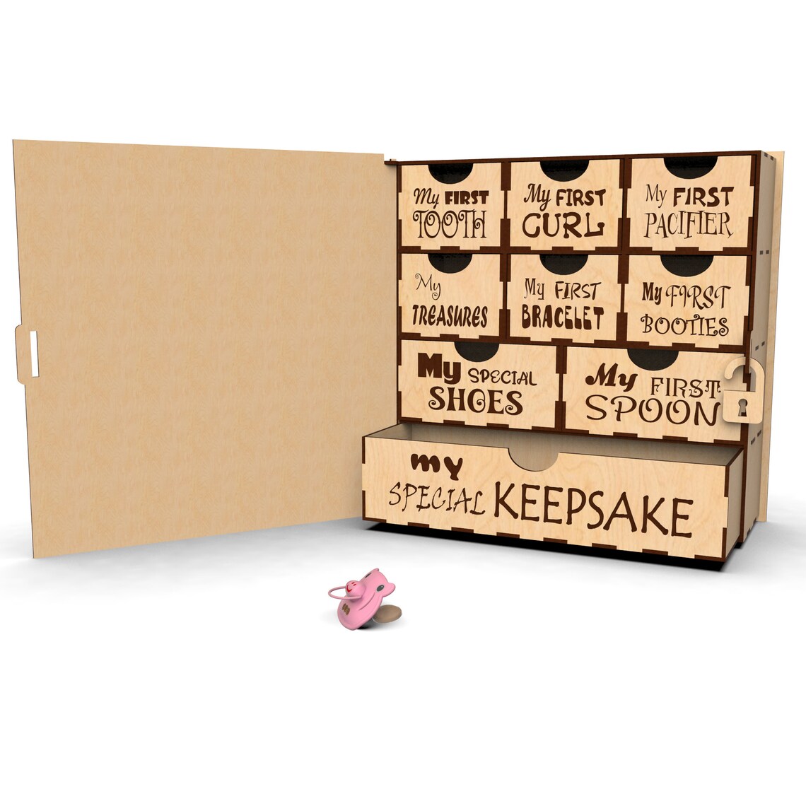 Lasercut file baby memory milestone keepsake storage box. Etsy