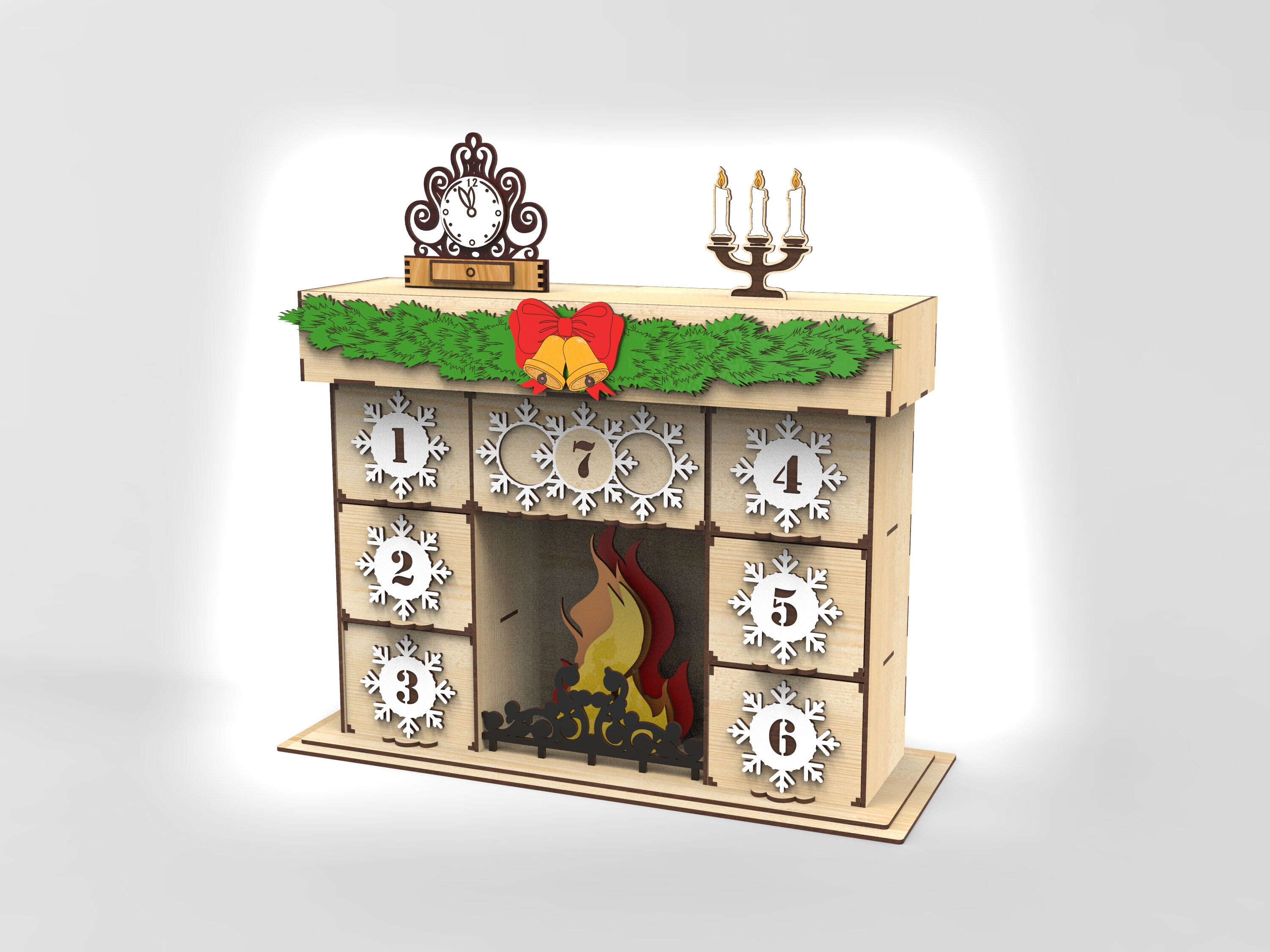 Laser files Advent calendar Fireplace. DXF files for laser. Etsy