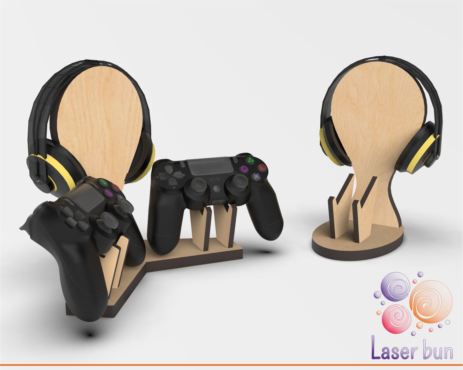 Laser Wood Gaming Headphone and Controller Stand Holder Etsy