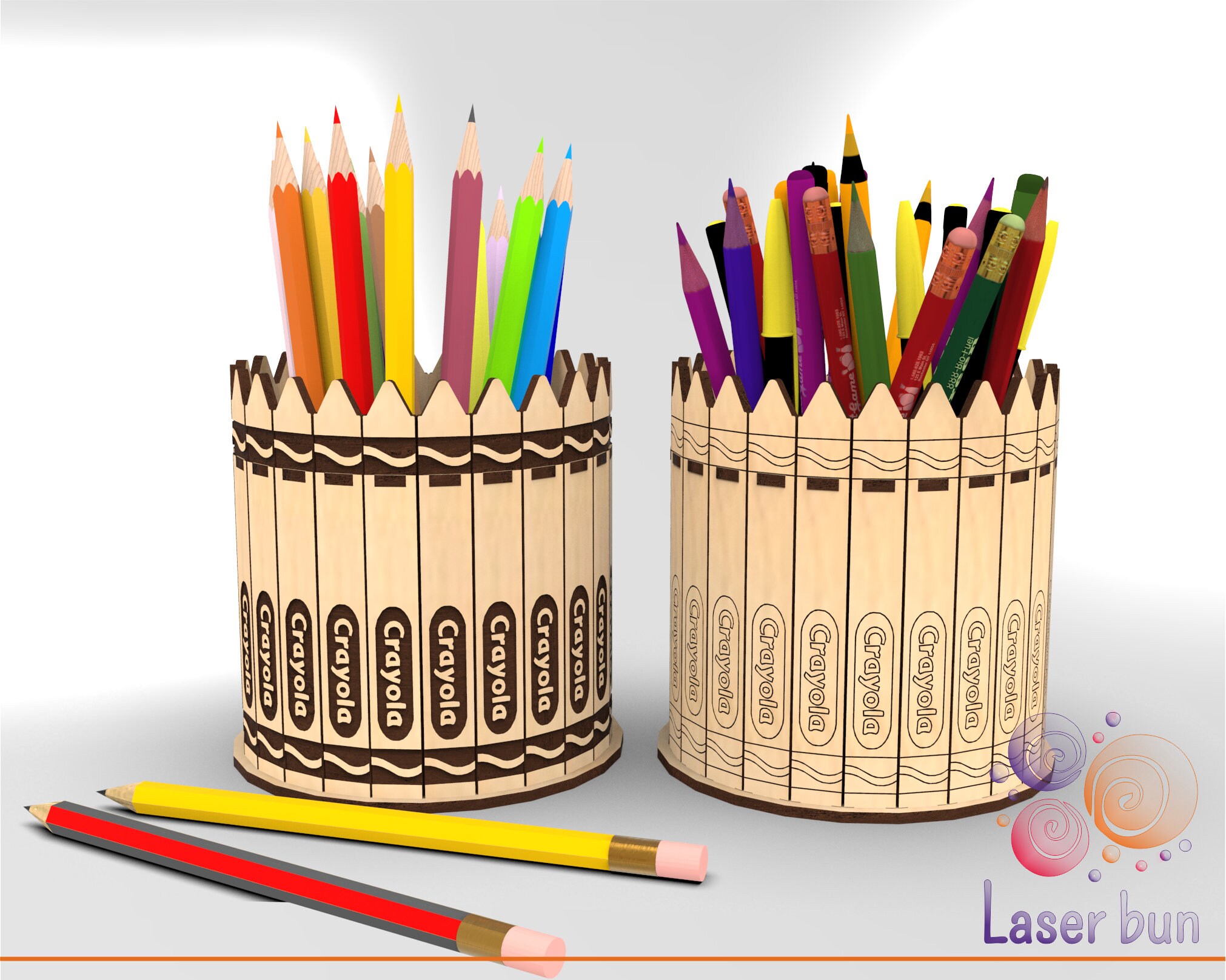 Laser cut files pencil holder storage box cup tumbler for Etsy