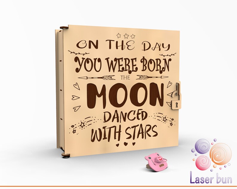 Lasercut file baby memory milestone keepsake storage box. Etsy