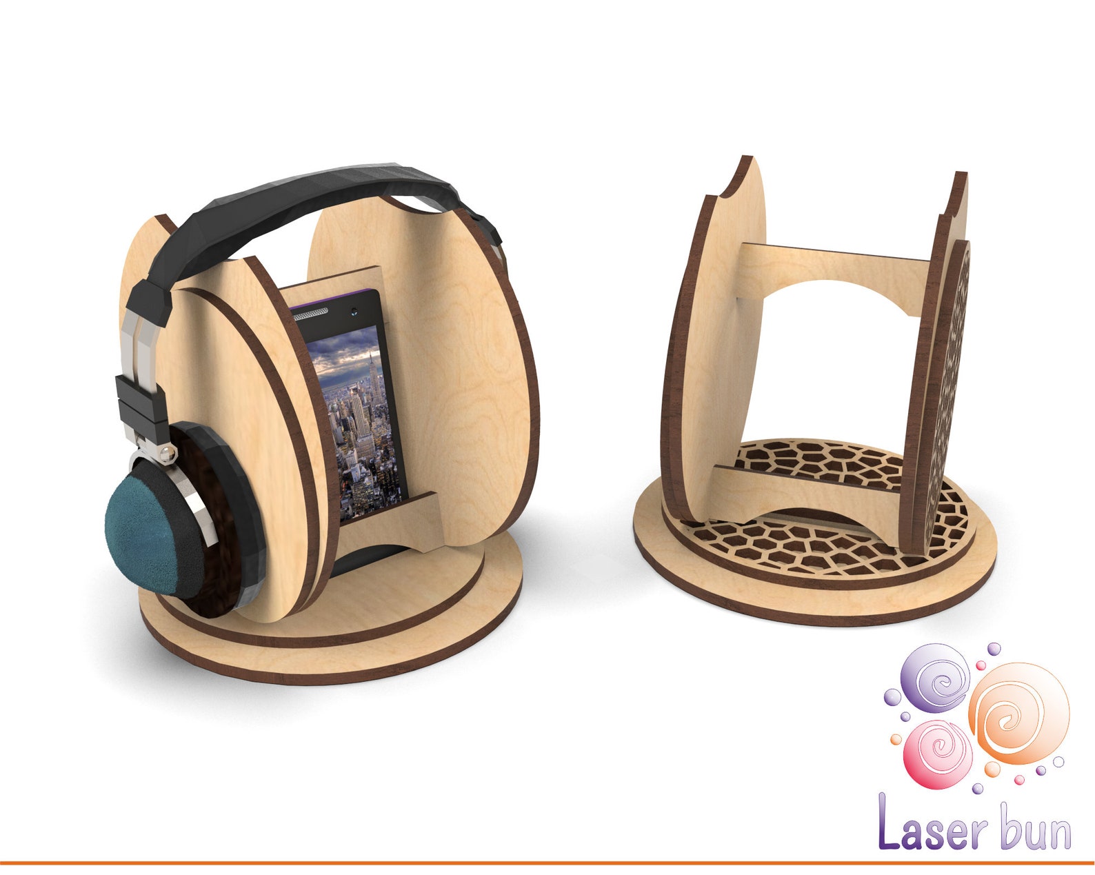 Laser cut Wood Gaming Headphone Smartphone Holder Stand Etsy