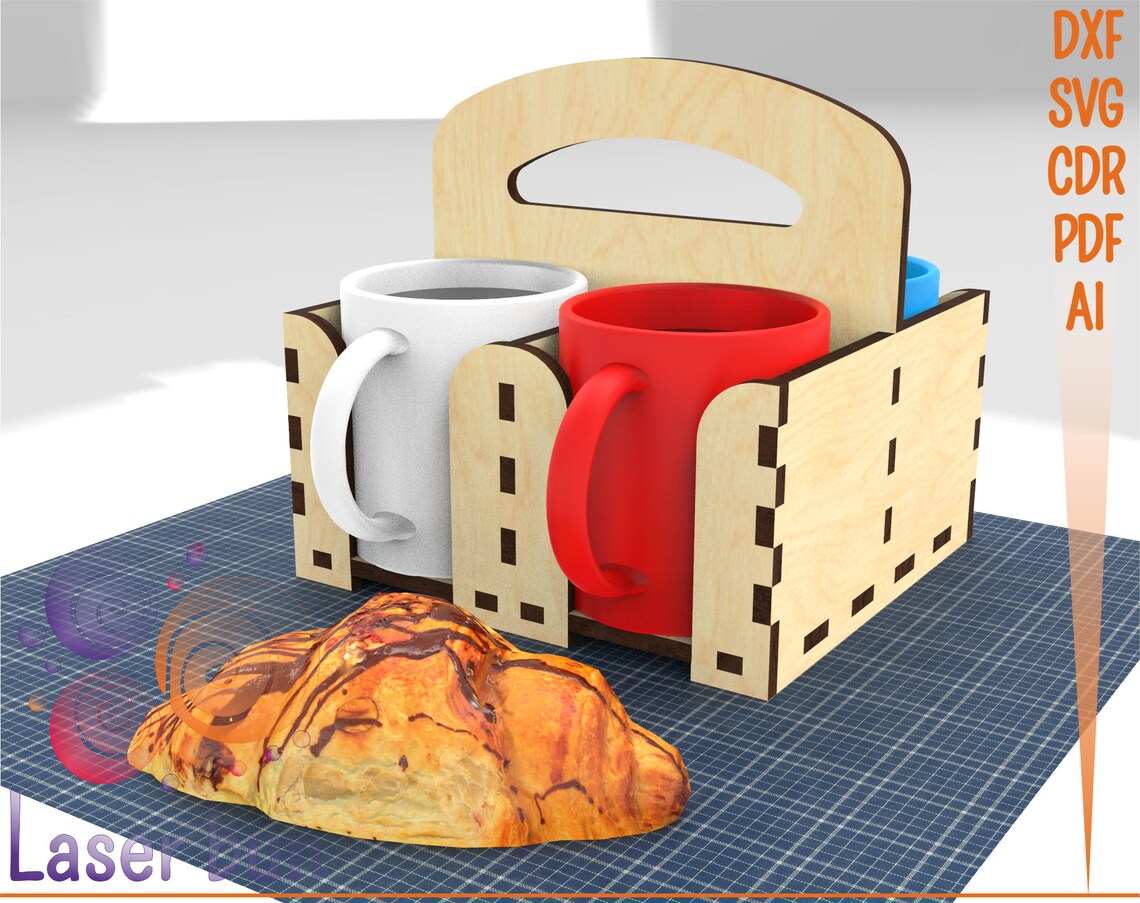 Lasercut files Coffee Mug Cup Carrier Tabletop Mug Holder Etsy