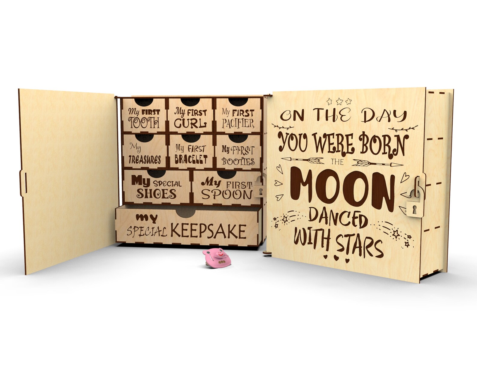 Lasercut file baby memory milestone keepsake storage box. Etsy