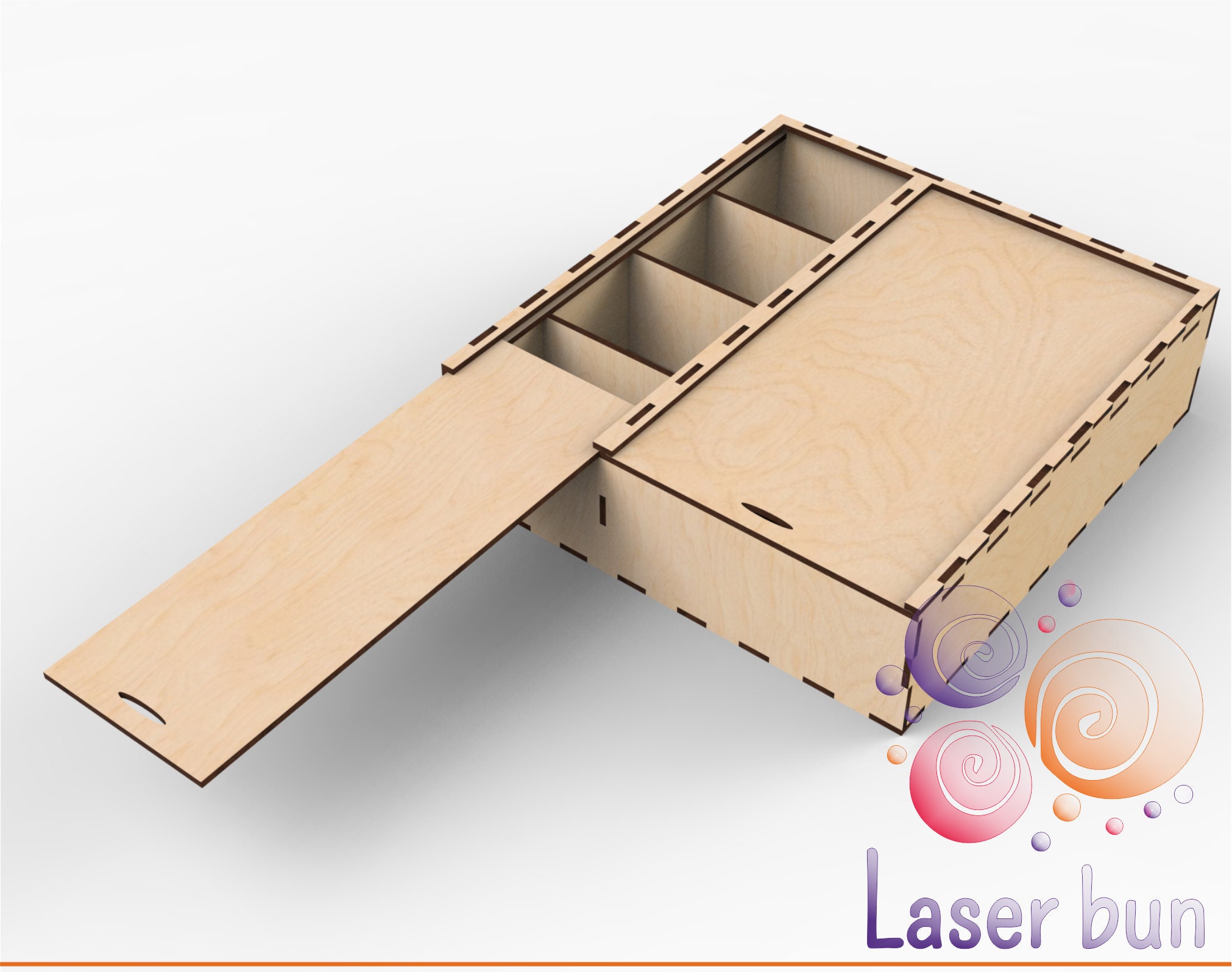 Lasercut file wooden slider gift trinkets box with dividers. Etsy