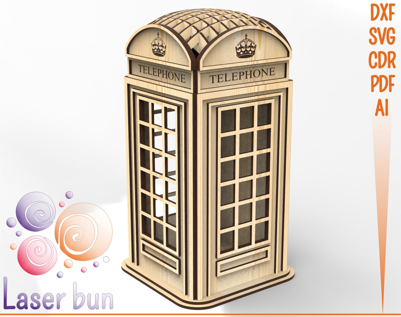 Laser cut files London Phone Booth Gift. DXF files for laser. Etsy