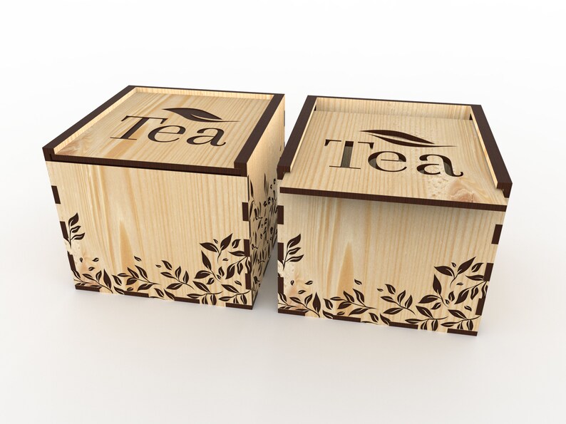 Laser files Engraved Tea Box. Dxf SVG AI Laser cut file. Etsy