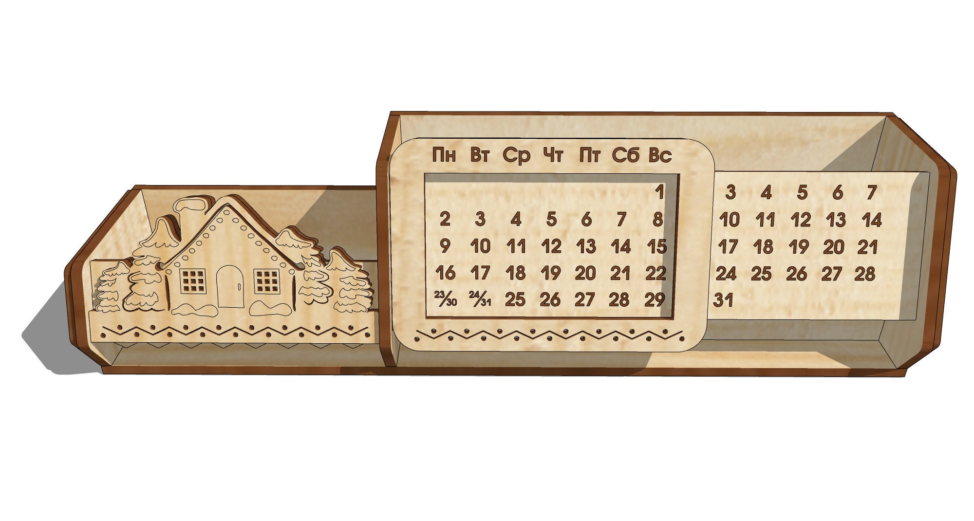 Lasercut file perpetual calendar desk organizer. Vector DXF Etsy