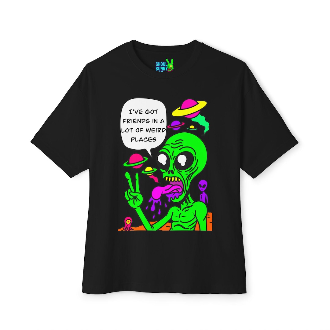 Alien-themed Unisex Oversized Boxy Tee, Fun Graphic Tee, Quirky T-shirt ...