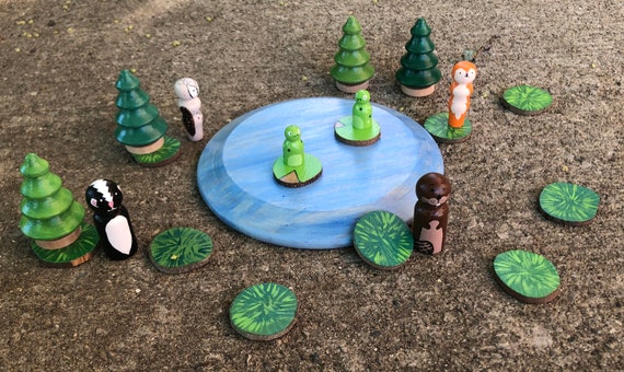 natural toys wooden peg animals toddler toys emergent toy Pond Adventures wooden peg people preschool toys