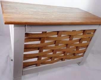 Oak desk~Wooden Table~Wood Desk~Basket weave Furniture~Solid oak Desk