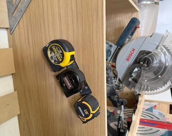 3-in-1 Tape Measure Wall Mount Organizer: Garage Workshop Tool Storage