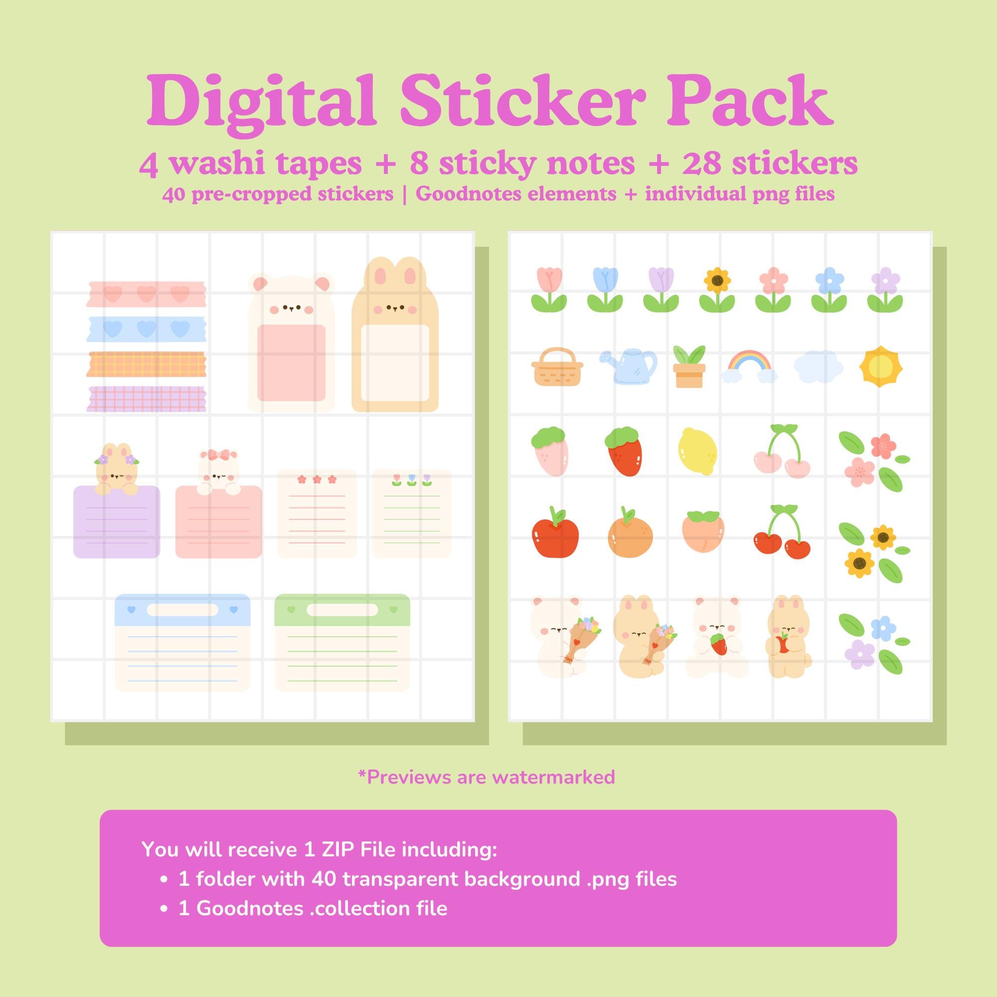 Kawaii Spring Digital Planner Stickers for Goodnotes | 2026 Spring ...