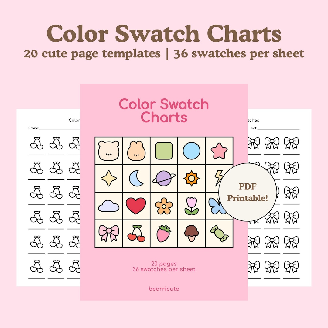 Cute Color Swatch Charts Set Bold & Easy Coloring Practice Worksheets ...