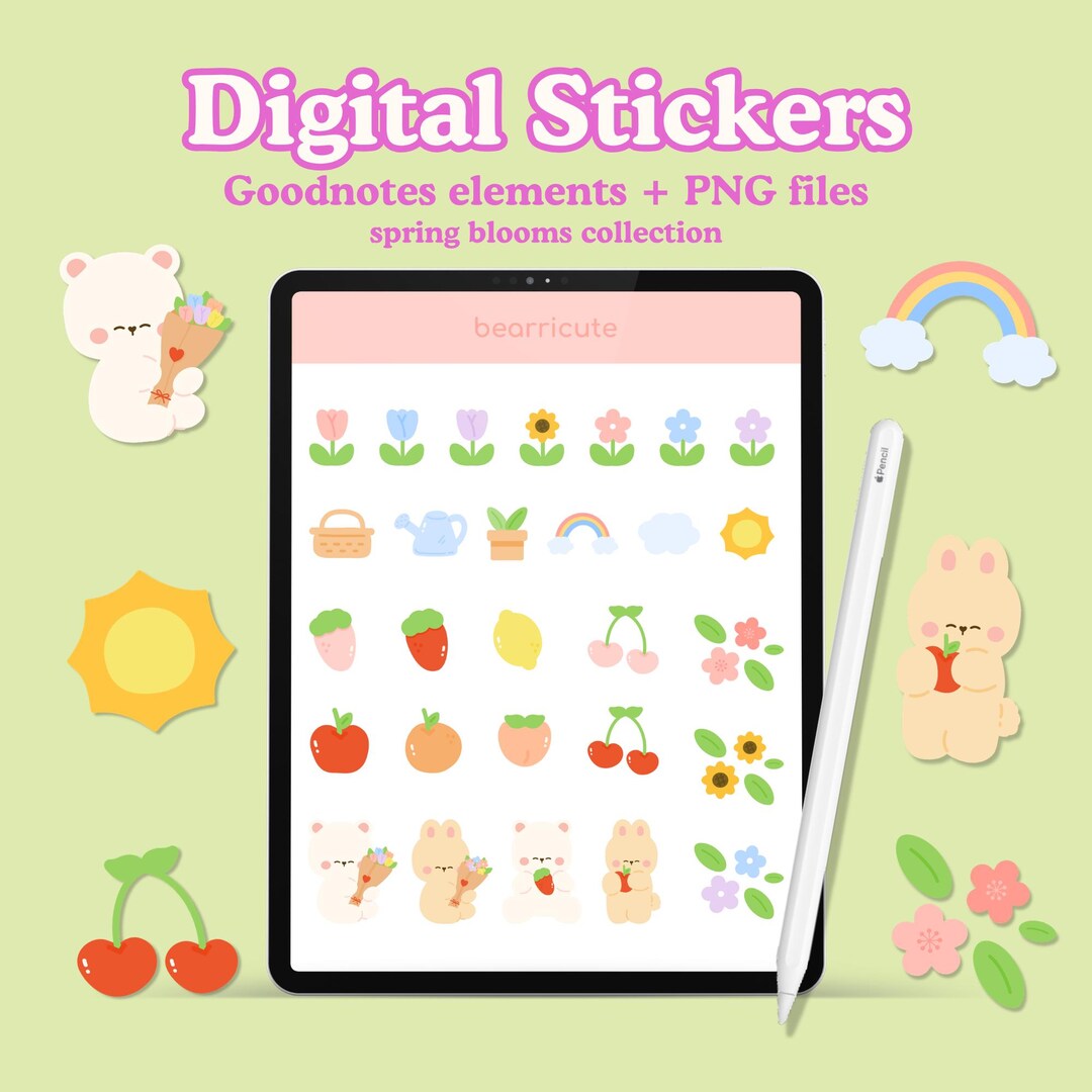 Kawaii Spring Digital Planner Stickers for Goodnotes | 2026 Spring ...