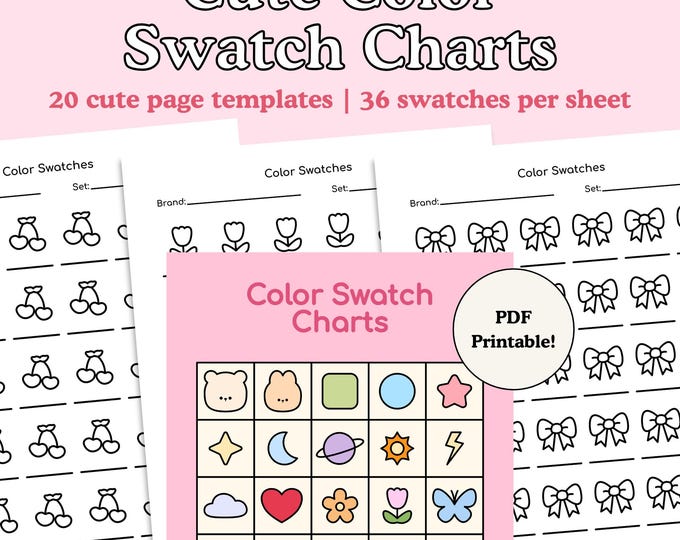 Cute Color Charters Cute Color Swatch Chart Templates - Bold & Easy Coloring Practice ...