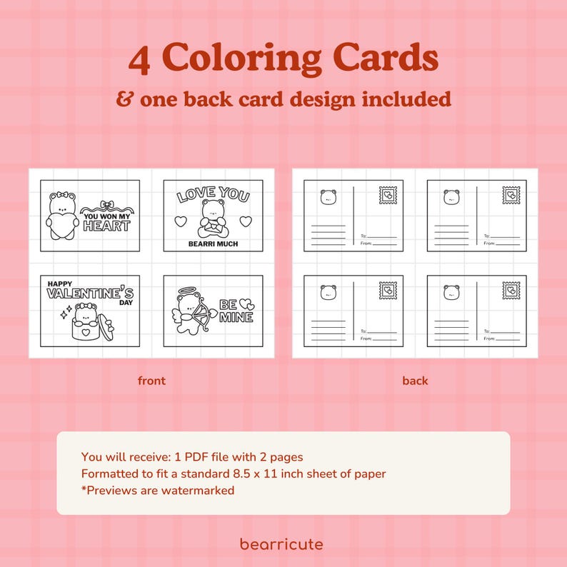 Cute Printable Valentines Day Coloring Cards - Kids Classroom Exchange ...