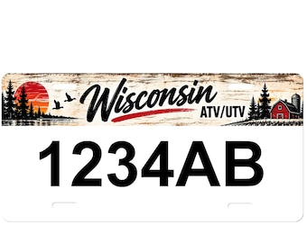 6 X 12 Wisconsin ATV/UTV Plate Personalized atv Plate, Custom atv Plate, Wisconsin atv, Eagle/Flag License Plate,
