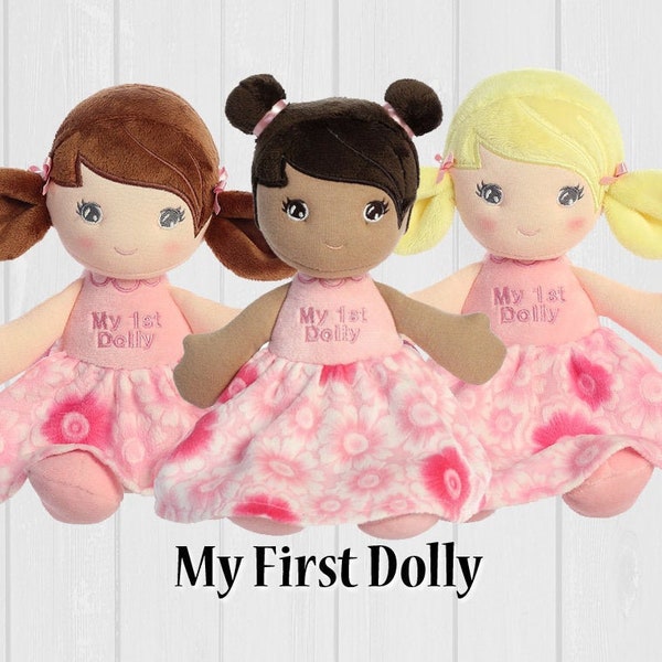 Plush Doll, First Doll Brunette ,First Doll Blonde, First Doll Ethnic, newborn baby gift,  personalized doll, girl gift, baby doll,rag doll