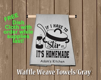 Personalized waffle weave hand towel, waffle weave kitchen towel,microfiber towel, custom dish towel, hand towel, kitchen gift, tea towel