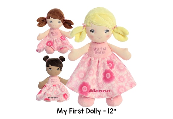 My First Dolly, Brunette, Blonde or Ethnic baby gift,  personalized doll girl doll baby doll rag doll safe doll