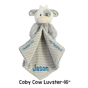 Coby Cow Luvster Cuddler custom blanket, animal baby blanket, baby boy gift, baby girl gift, stuffed cow blanket, luvster, personalized