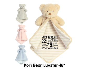 Personalized Bear Luvster Blanket, 16" Custom Baby Gift