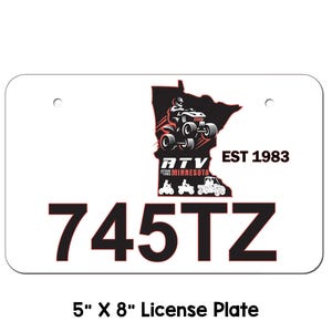 Minnesota ATV/UTV License Plate Custom  License Plate, atv license plate,, personalized atv Plate, atv license plate,