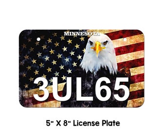 Minnesota ATV UTV License Plate, American Flag Eagle, Personalized