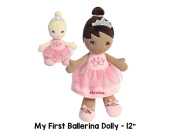 DISCONTINUED Ballerina Doll Brunette Blonde Ethnic, newborn baby gift,  personalized doll, flower girl,rag doll
