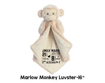 Marlow Monkey Luvster Blanket Animal baby blanket, its a girl gift, its a boy gift, luvster,monkey,baby blanket personalized item