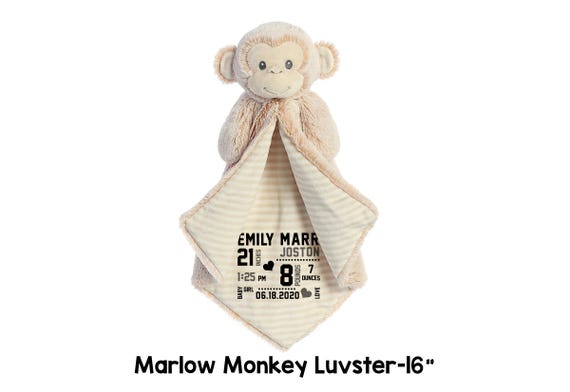 Marlow Monkey Luvster Blanket Animal baby blanket, its a girl gift, its a boy gift, luvster,monkey,baby blanket personalized item