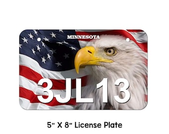 Minnesota ATV/UTV SxS License Plate personalized atv plate, Minnesota utv plate,  american flag Eagle atv plate, atv license plate